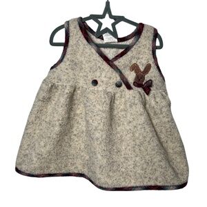 Vintage Knit Jumper Dress with Plaid Trim Size 12 Months